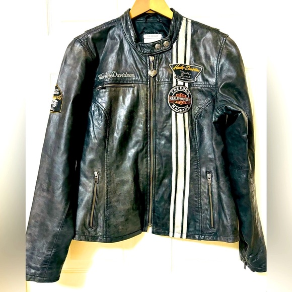 Woman’s Harley Davidson Distressed Leather Riding Jacket - Picture 1 of 10